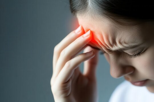 Close-up of a person rubbing their temple, depicting persistent headache pain