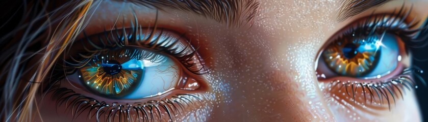 Bright captivating eyes with a natural sparkle, sharp focus, detailed close-up
