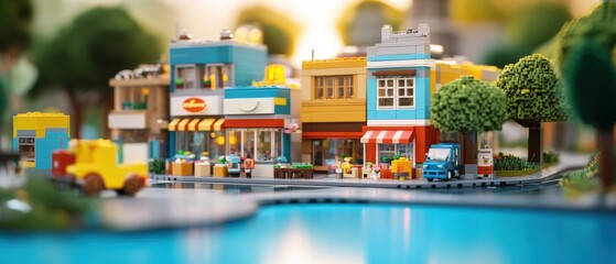 Fototapeta premium Urban Charm: Closeup of Quaint Boutique Stores in the Cityscape