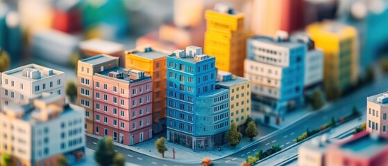 Obraz premium Urban Charm - Closeup of Vibrant Cityscape with Charming Boutique Stores