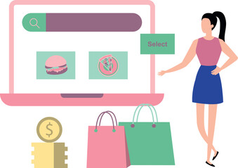 Girl choosing food online.