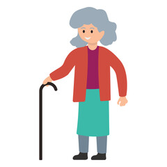 Old People Character with Flat Cartoon Design. Vector Illustration