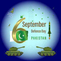 Defense Day of Pakistan, 6 September, social media post, flyer, banner, educational post, greeting card, social media post, vector file, 
