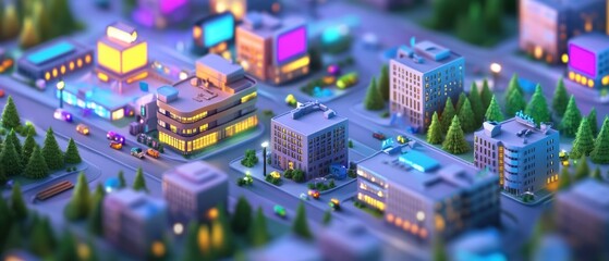 Futuristic Cityscape Hosting Tech Conferences in Isometric View