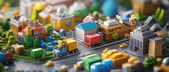 Sustainable Future: Detailed Isometric View of Urban Recycling Center
