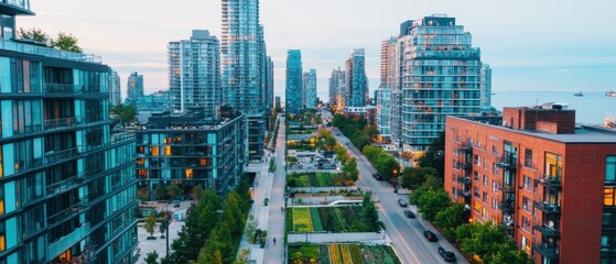 Naklejka premium Vibrant Urban Community Gardens in the Heart of the City