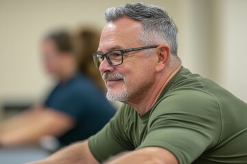 Fototapeta premium A veteran attending a wellness workshop focused on health and fitness, Generative AI
