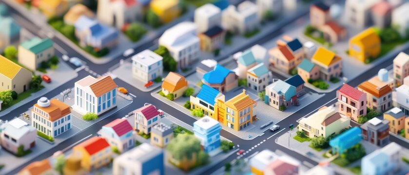 Urban Governance: Isometric View of City with Local Initiatives