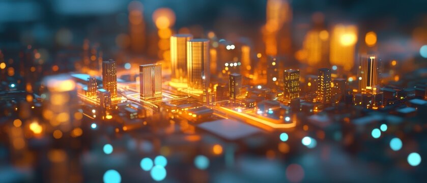 Futuristic Cityscape with Smart Grid Systems