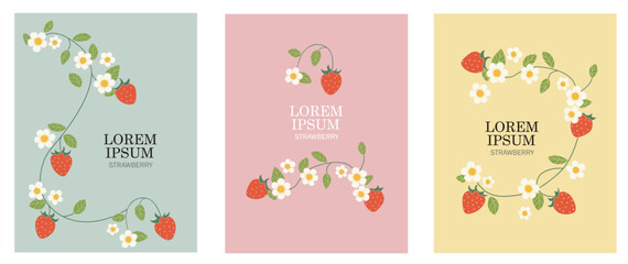 Strawberry templates for use in designing prints, banners, posters, and holiday cards. including online media as well