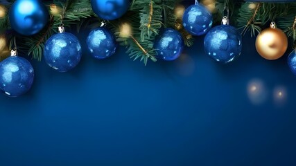 Blue Christmas balls on the Christmas tree