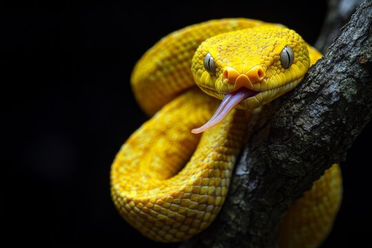 close up of yellow snake