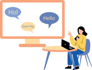 The girl is learning a foreign language.