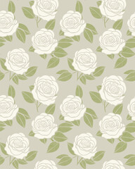 Rose flower. Seamless pattern for decorating fashion designs, fabrics, wallpapers and prints on a light background.
