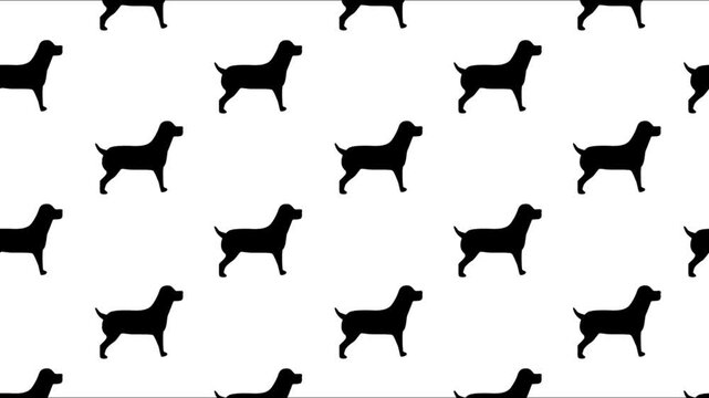 Moving reaping black silhouette dogs pattern on white background. children's texture with cute dogs. simple pet dogs vector illustration background clip