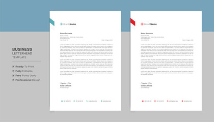 Professional letterhead format template, business style letterhead design template. Company letterhead template designs.