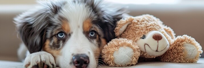 Charming Shepherd Dog with Plush Toy