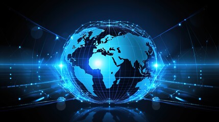 Abstract digital globe with blue lights, representing global network.