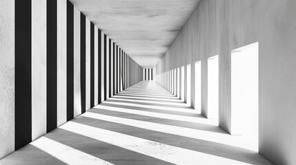 Fototapeta premium Abstract Tunnel with Striped Walls and Windows
