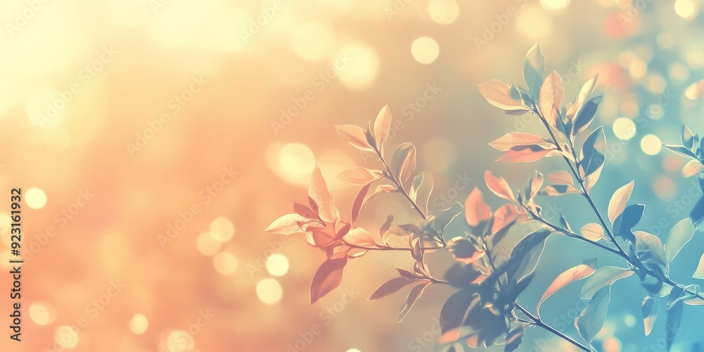 Aufkleber Develop an abstract background with a nature-inspired color palette using soft gradients and light bokeh effects to create a soothing and artistic design that blends modern