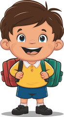 Printable cartoon of A happy school boy