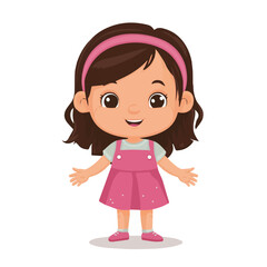 Fototapeta premium Printable cartoon of A happy girl