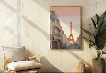 Interior Living Room Photo Frame Mockup With Generative AI