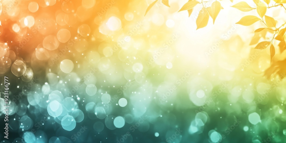 Aufkleber Imagine an abstract nature-themed background with colorful gradients and bokeh effects blending seamlessly to form a soothing and artistic design that incorporates modern