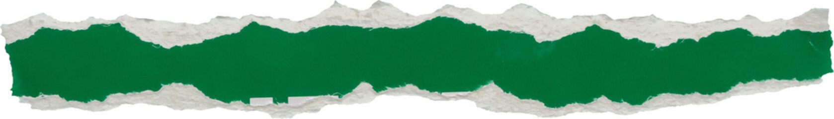 piece of green paper tear isolated on black background