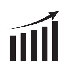 Graph diagram up icon, business growth success chart with arrow, business bar sign, profit growing symbol, progress bar symbol, growing graph icons – stock vector