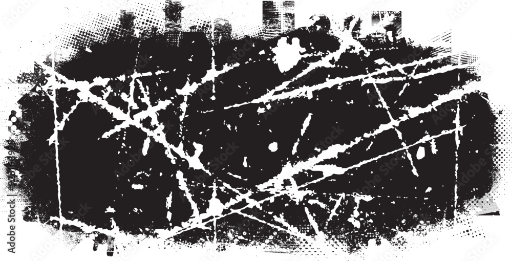 Wall mural glitch distorted grange shape . noise grungy logo . trendy defect error shapes . glitched frame .gru