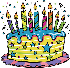 Obraz premium Colorful Birthday Cake with Candles