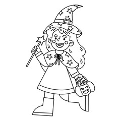 Vector outline coloring halloween