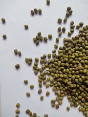 Mung beans isolated on white background. Vigna radiata is the scientific name of mung beans