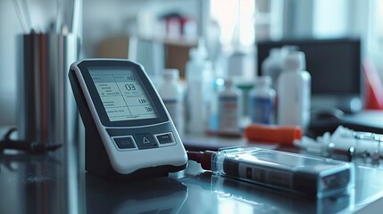 A photo of a blood glucose monitor