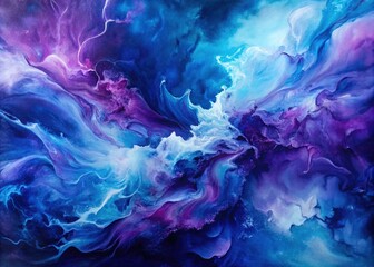 Obraz premium Indigo Abstract Flux: Expressive, abstract acrylic painting in deep blue and purple hues, capturing the fluidity of the PPP application process.