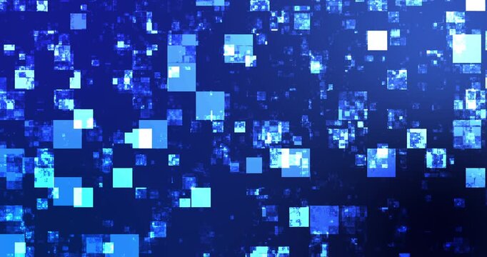 Square boxes falling abstract grid futuristic science crypto bg.Big data machine learning nlp natural language processing model asset visualization.Conceptually connected currency exchange global bg.
