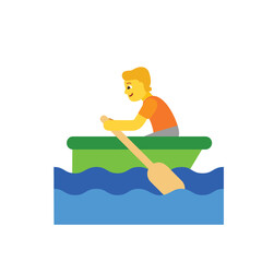 Adobe IllustratoPerson Rowing Boat vector icon. Isolated sport sign. Sticker of small rowboat suitable for a small number of people.r Artwork
