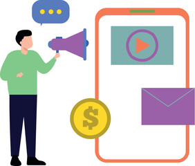 The guy is doing online marketing.