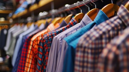 Closeup of Men's Shirts on Display
