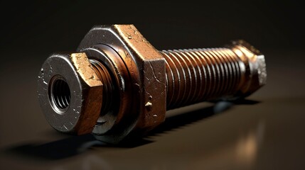 A photo of a bolt with a lock nut