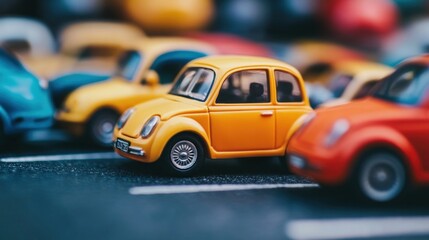 Toy Cars Parked in a Row