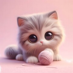 kitten playing with a ball