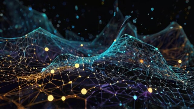 Digital technology and particles mesh background design