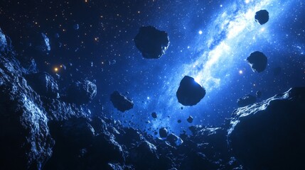 Fototapeta premium Asteroid Field in the Galaxy