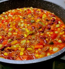 Chili con carne in einem Topf