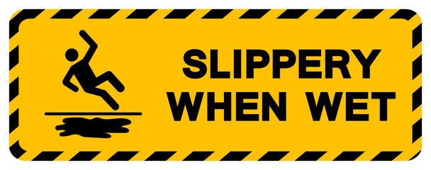 Slippery When Wet Symbol Sign,Vector Illustration, Isolate On White Background Label. EPS10