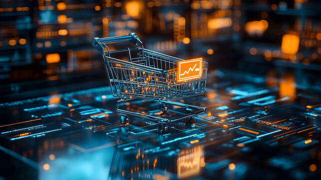 shopping cart on a virtual platform