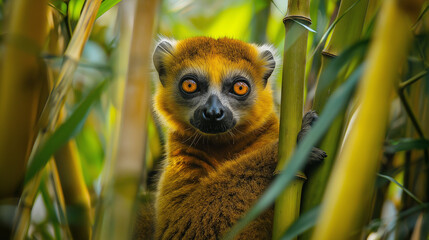 Fototapeta premium Golden Bamboo Lemur Portrait 
