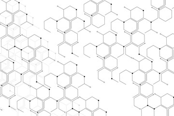 Abstract hexagon pattern with dots and arrows